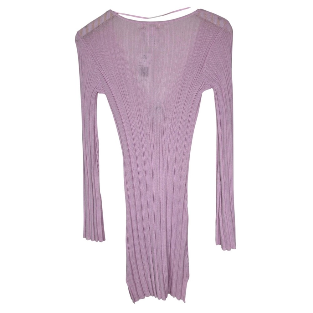 L*SPACE Wailea Cover Up Womens Small Pink Ribbed Knit Long Sleeve Sheer Swim - Picture 3 of 11